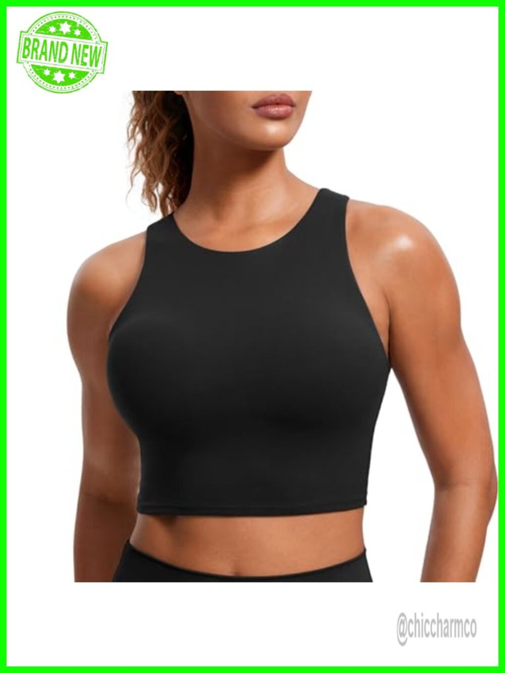 Butterluxe High Neck Crop Tank Top Sports Bra Racerback Removable Pads Yoga